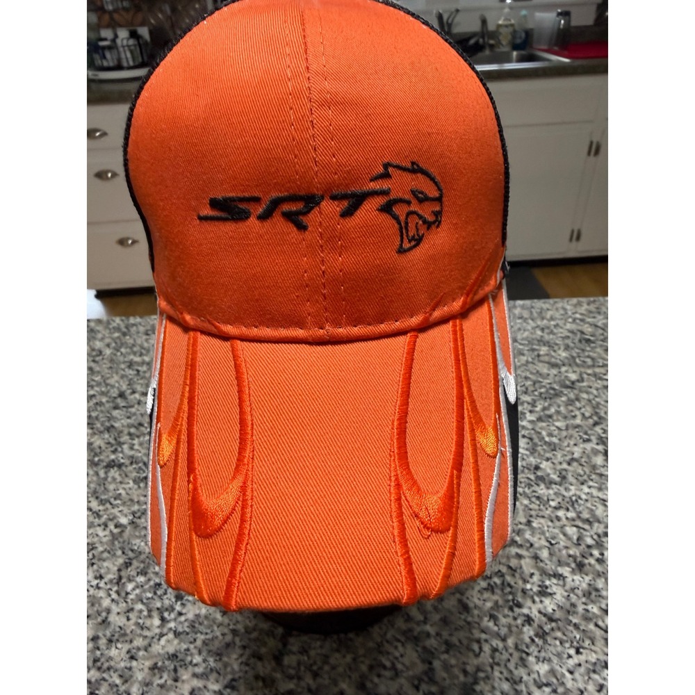 Dodge SRT Hellcat Trucker Hat Mens OSFA Orange Flame Embroidered Mesh Cap